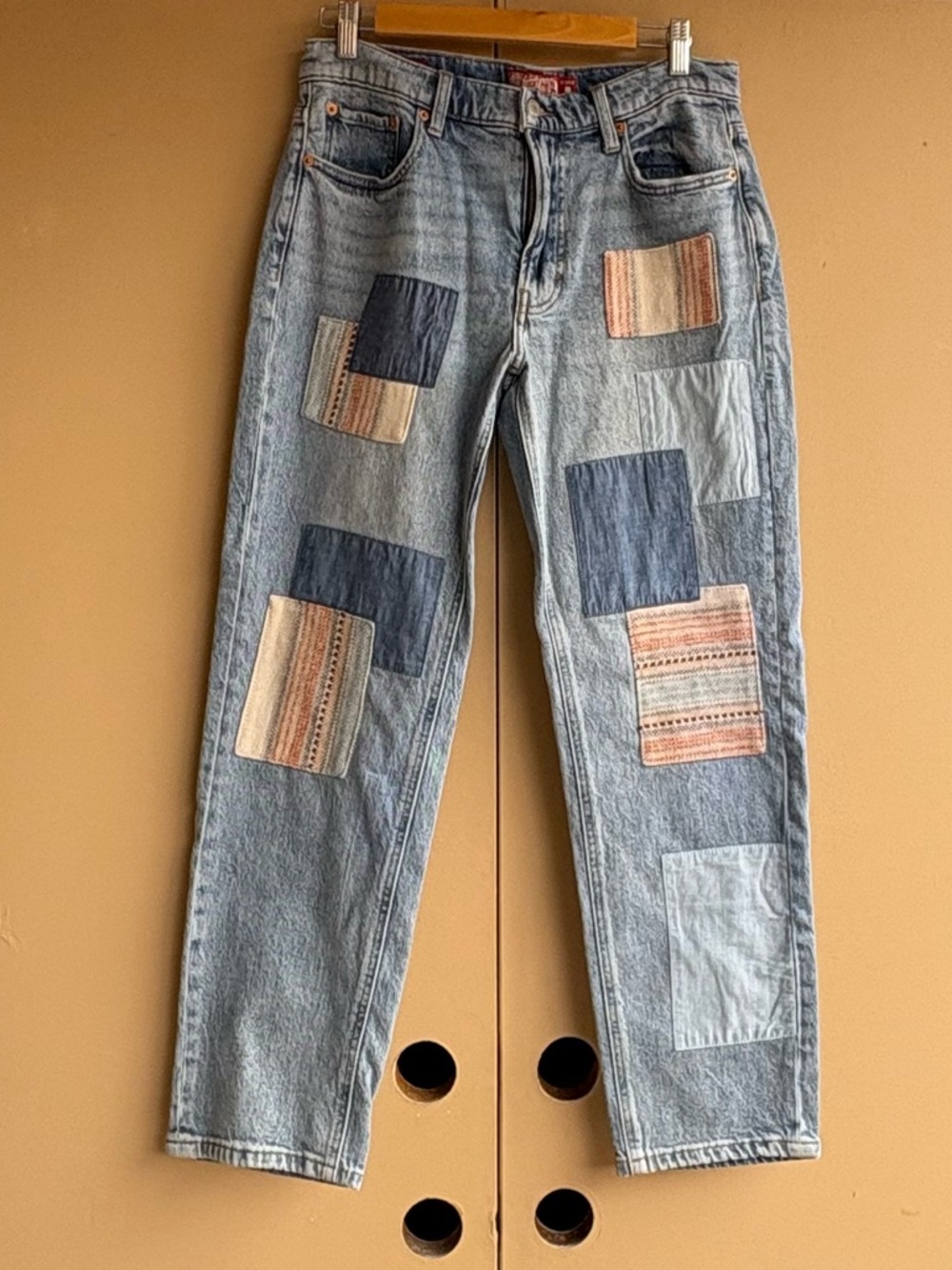 Lucky brand boy mid rise relaxed straight patchwork jeans - Picture 2 of 5